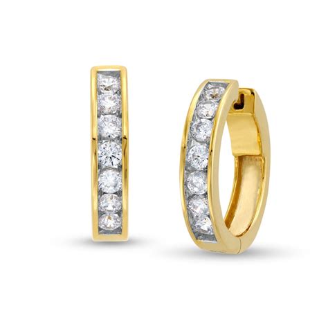 chanel setting diamond huggies|1 CT. T.W. Diamond Channel.